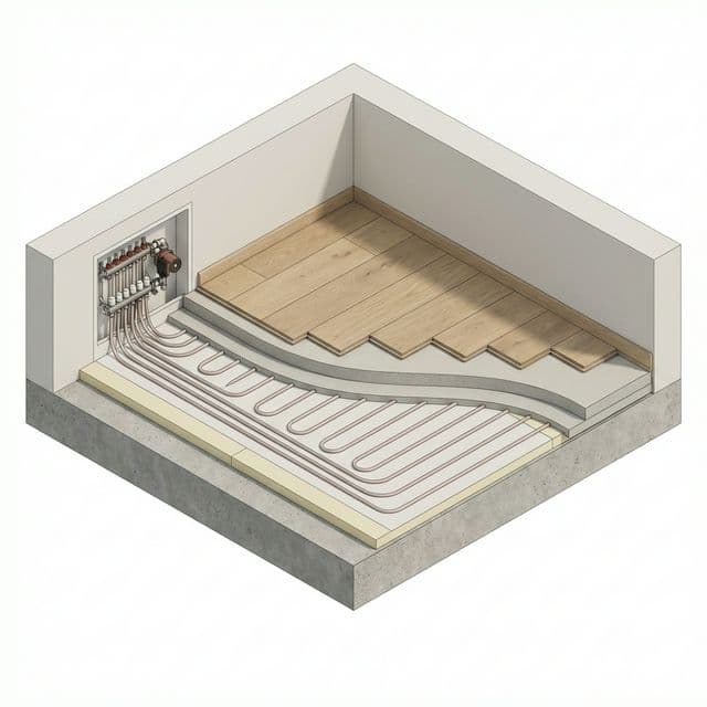 Ilustración técnica de sistema radiante